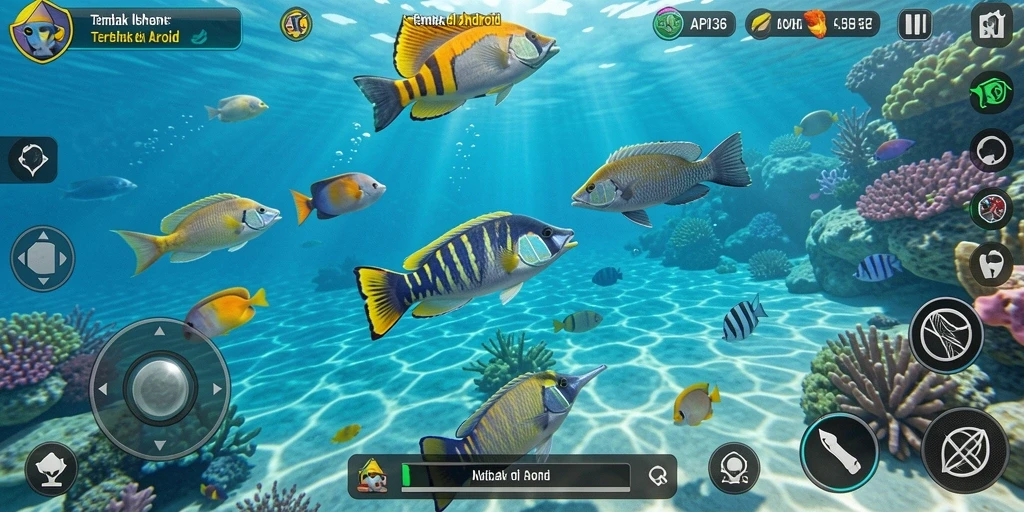 Screenshot gameplay <strong>API36</strong> yang menampilkan aksi seru menembak ikan.