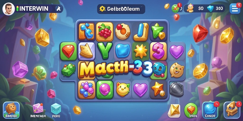Screenshot gameplay INTERWIN menampilkan aksi mencocokkan item Match-3.