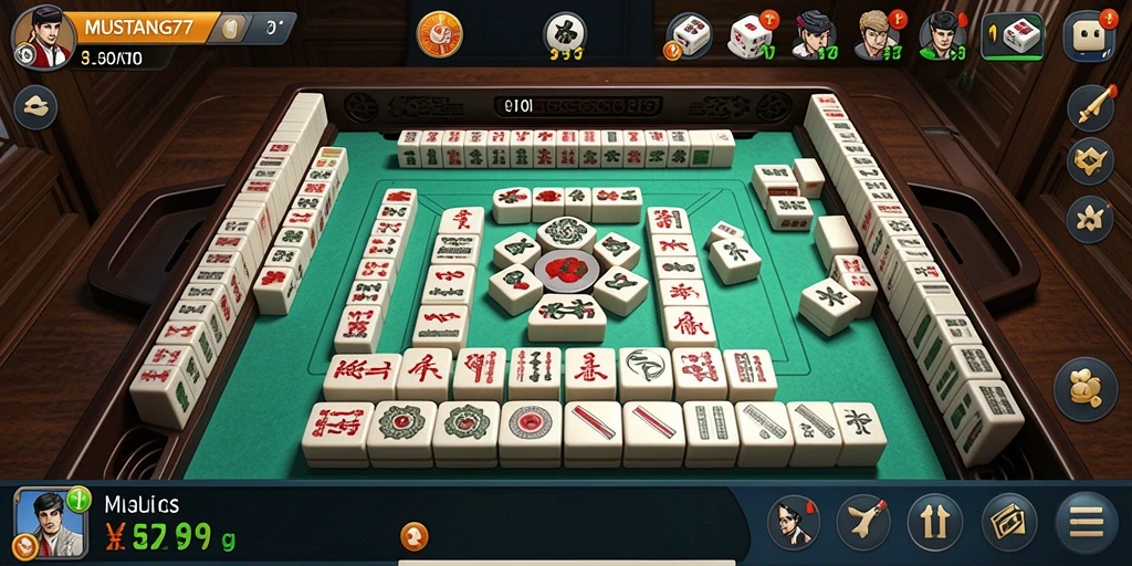 Screenshot menunjukkan gameplay seru dari permainan Mahjong MUSTANG77.