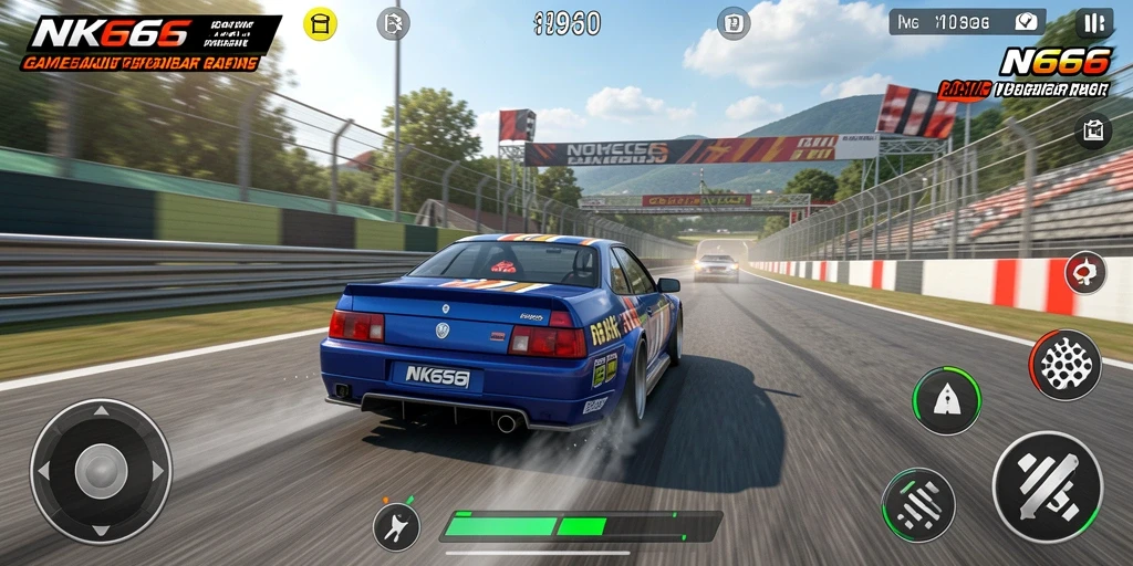 Screenshot menunjukkan aksi balap seru di NK666.