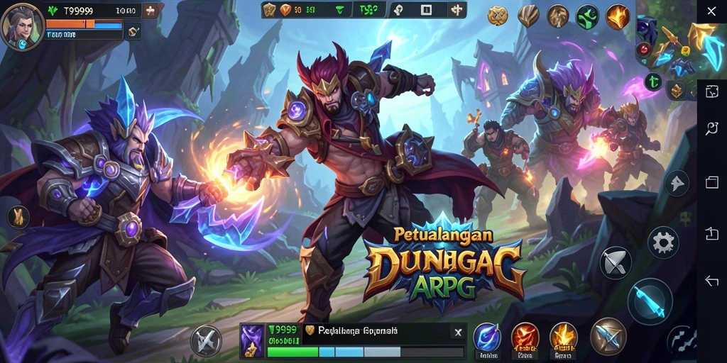 Tampilan gameplay T9999 yang seru dengan aksi ARPG yang mendebarkan.