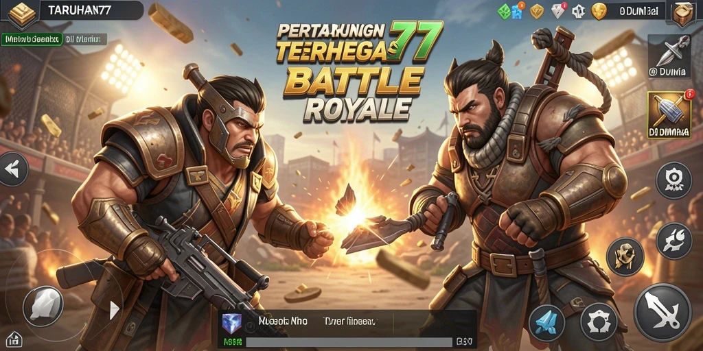 Tangkapan layar gameplay TARUHAN77 menampilkan aksi seru dalam pertarungan Battle Royale.
