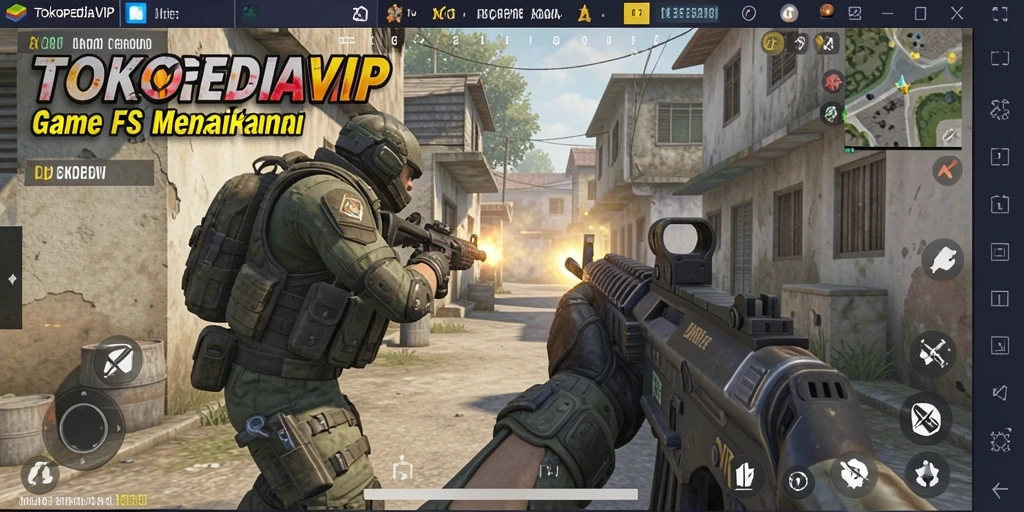 Tampilan gameplay TOKOPEDIAVIP menampilkan aksi tembak-menembak yang mendebarkan.